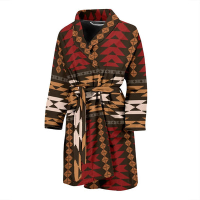 Native Pattern Print Design A02 Men Bathrobe-JORJUNE.COM