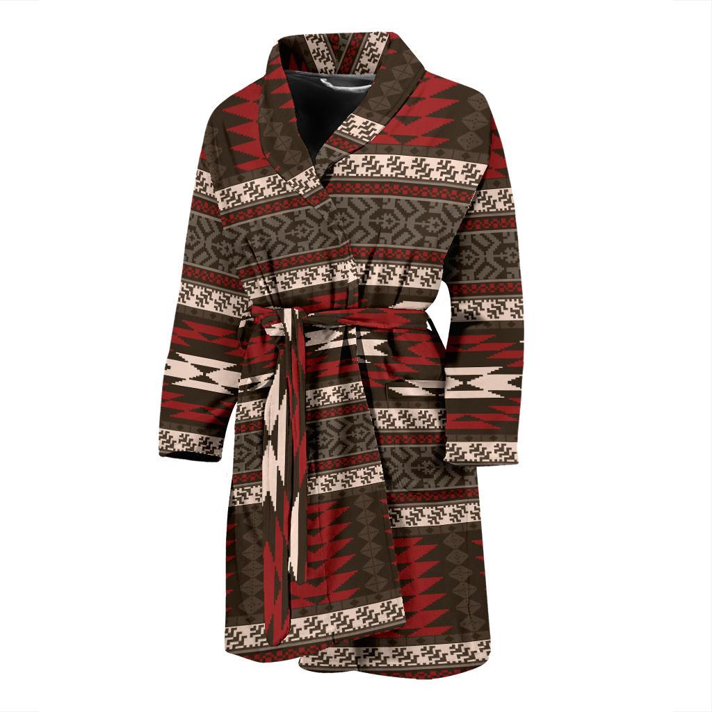 Native Pattern Print Design A03 Men Bathrobe-JORJUNE.COM