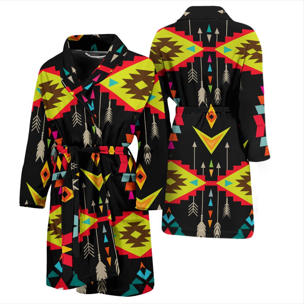 Native Pattern Print Design A05 Men Bathrobe-JORJUNE.COM