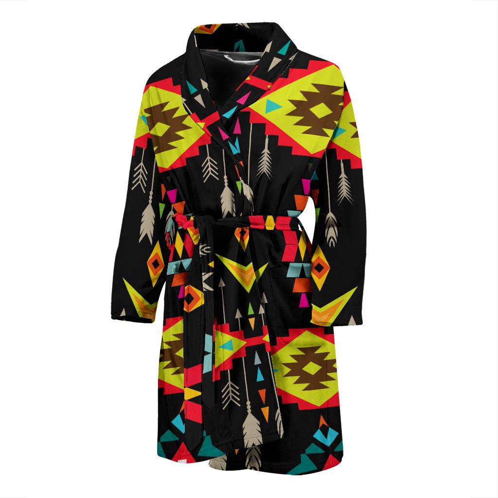 Native Pattern Print Design A05 Men Bathrobe-JORJUNE.COM