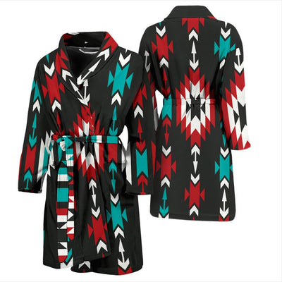 Native Pattern Print Design A08 Men Bathrobe-JORJUNE.COM