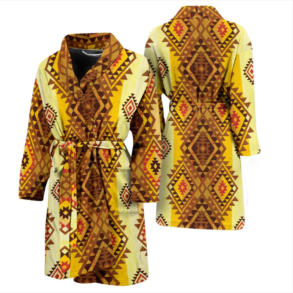 Native Pattern Print Design A09 Men Bathrobe-JORJUNE.COM
