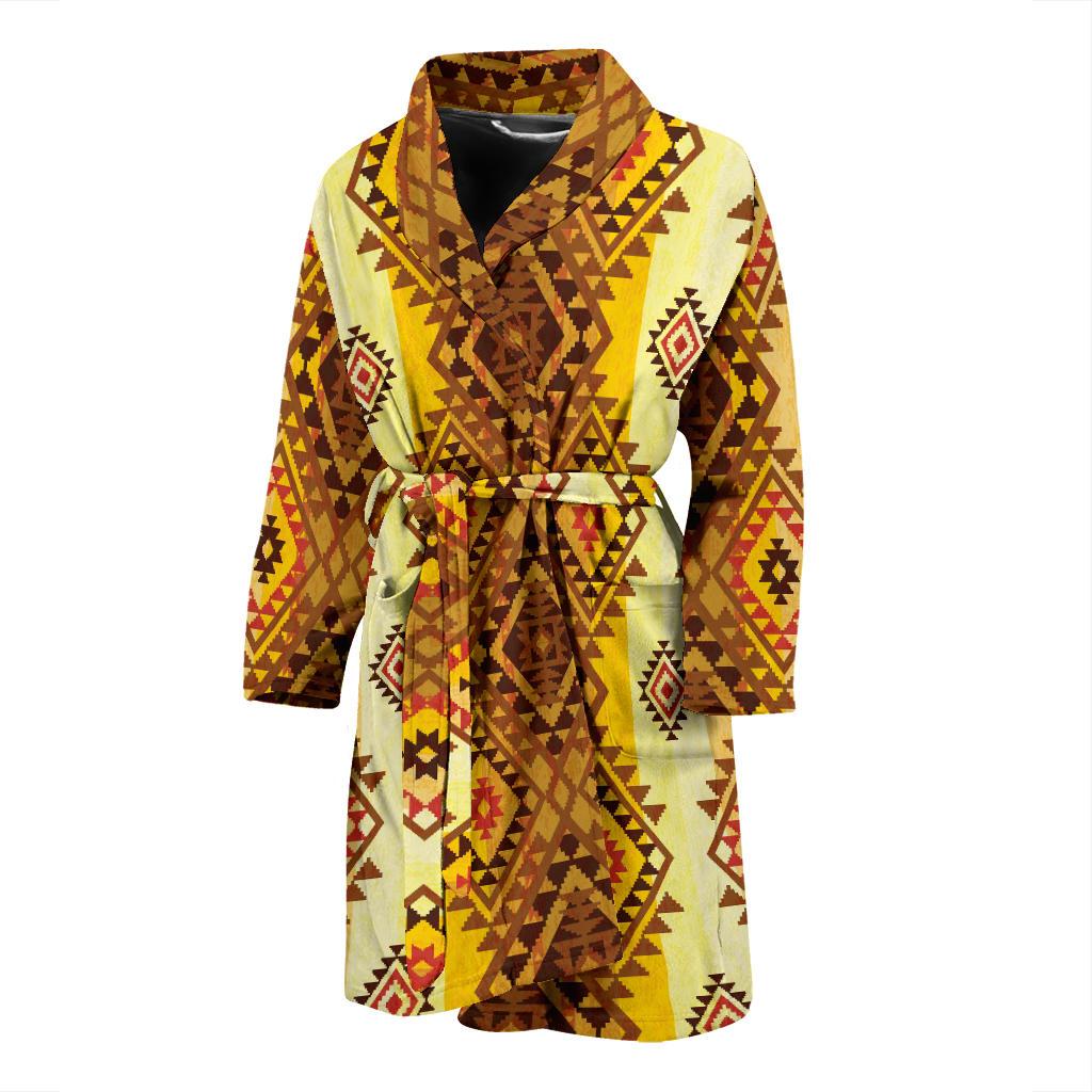 Native Pattern Print Design A09 Men Bathrobe-JORJUNE.COM