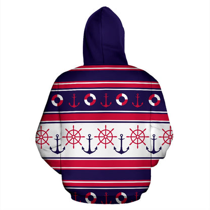 Nautical Anchor Casual All Over Print Hoodie