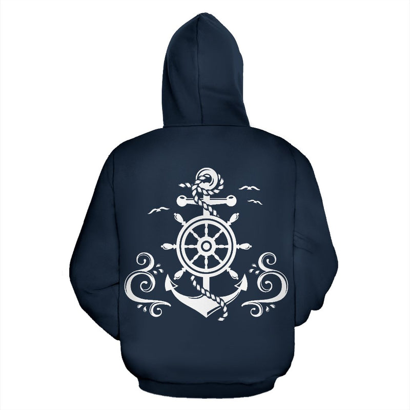 Nautical Anchor Lost my Heart All Over Zip Up Hoodie