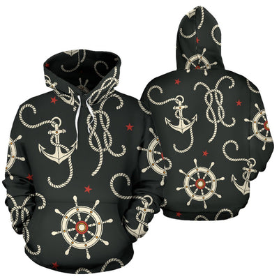 Nautical Anchor Pattern All Over Print Hoodie