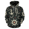 Nautical Anchor Pattern All Over Print Hoodie