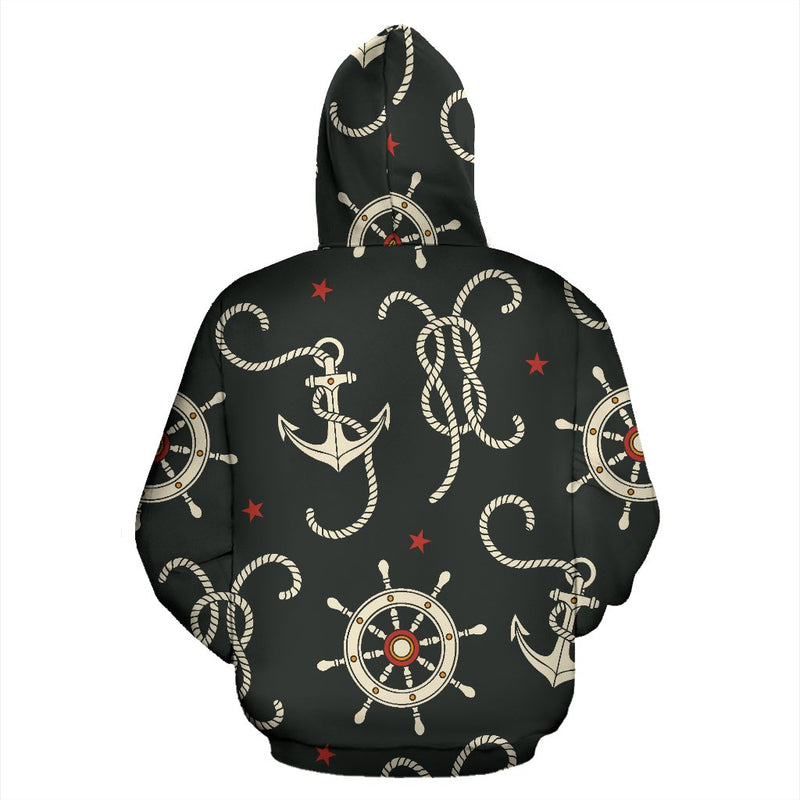 Nautical Anchor Pattern All Over Zip Up Hoodie