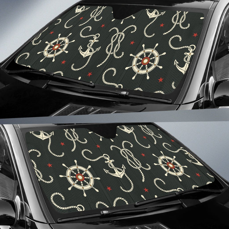 Nautical Anchor Pattern Car Sun Shade-JorJune