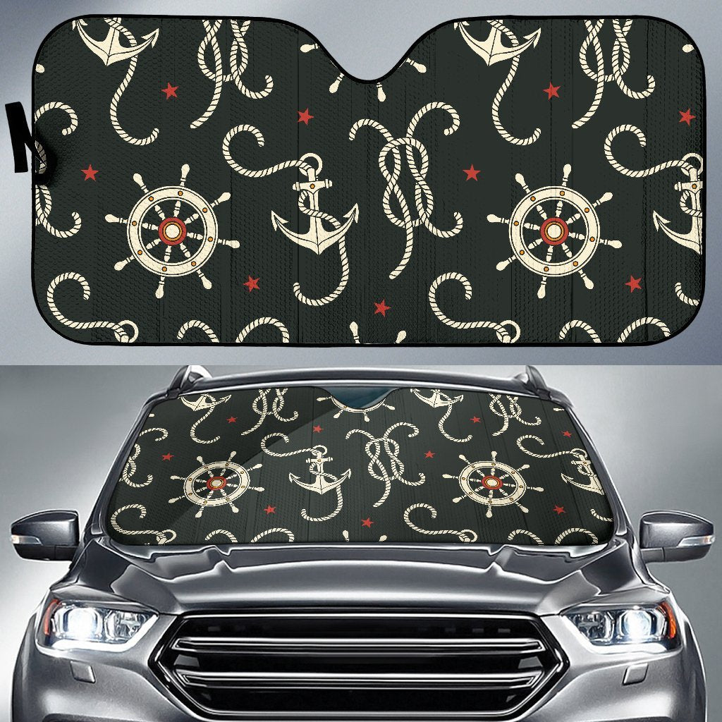 Nautical Anchor Pattern Car Sun Shade-JorJune