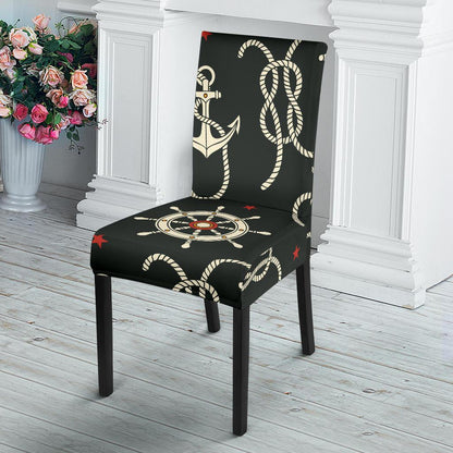 Nautical Anchor Pattern Dining Chair Slipcover-JORJUNE.COM