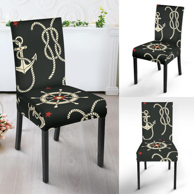 Nautical Anchor Pattern Dining Chair Slipcover-JORJUNE.COM