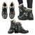 Nautical Anchor Pattern Faux Fur Leather Boots