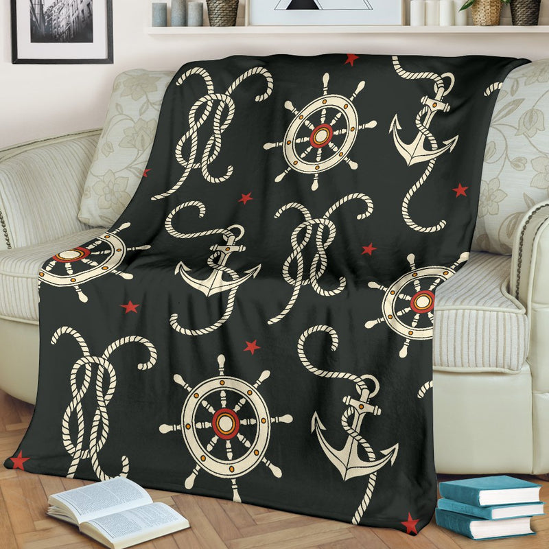 Nautical Anchor Pattern Fleece Blanket