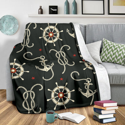 Nautical Anchor Pattern Fleece Blanket