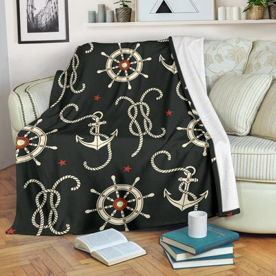 Nautical Anchor Pattern Fleece Blanket