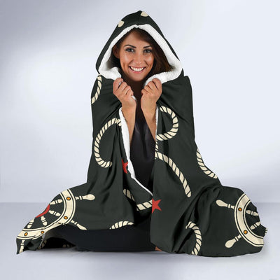 Nautical Anchor Pattern Hooded Blanket-JORJUNE.COM