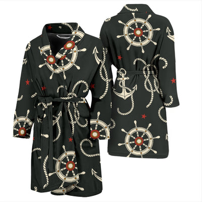 Nautical Anchor Pattern Men Bath Robe