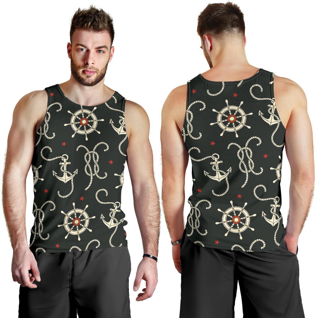 Nautical Anchor Pattern Men Tank Top