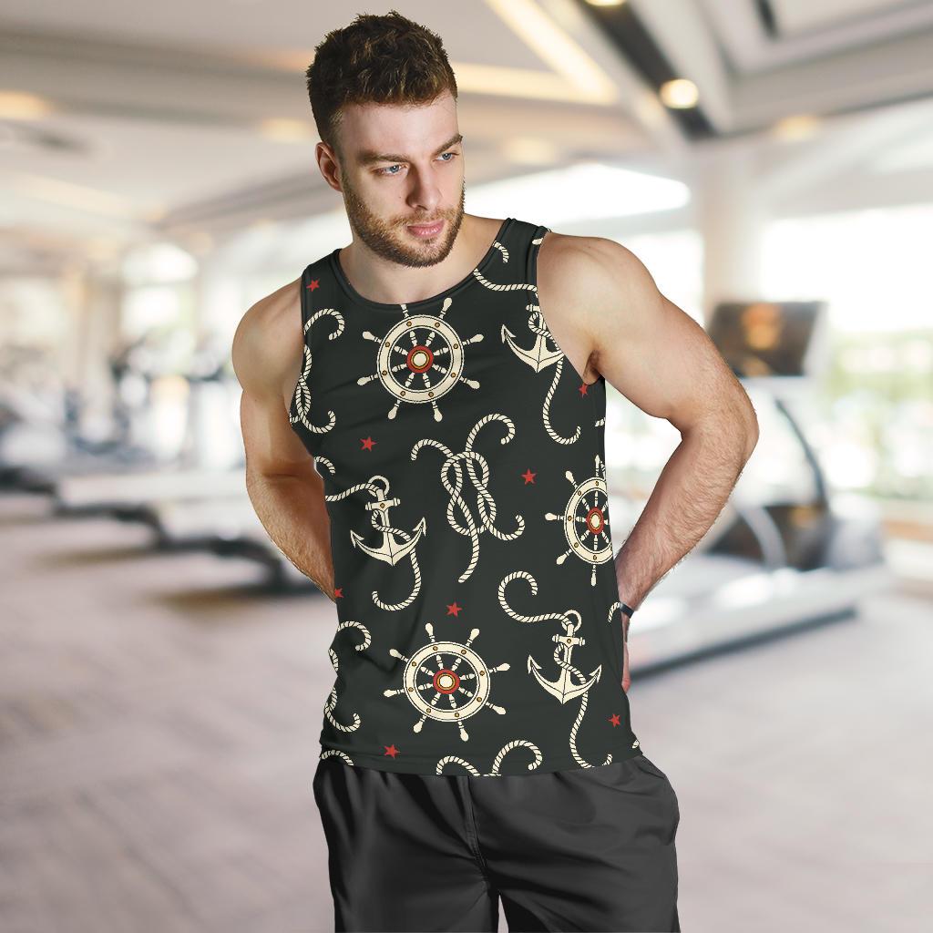 Nautical Anchor Pattern Men Tank Top