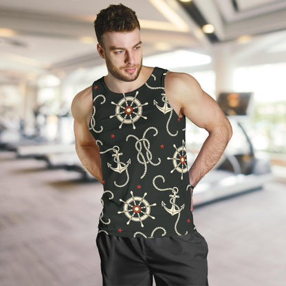 Nautical Anchor Pattern Men Tank Top