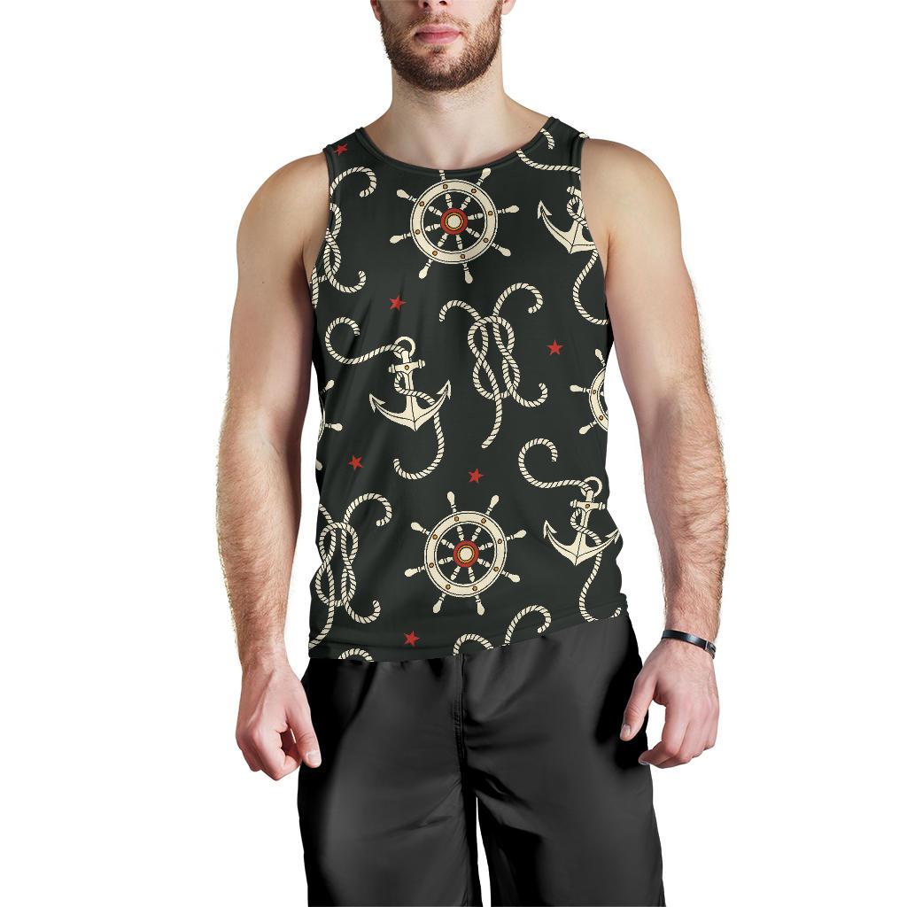 Nautical Anchor Pattern Men Tank Top