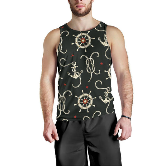 Nautical Anchor Pattern Men Tank Top