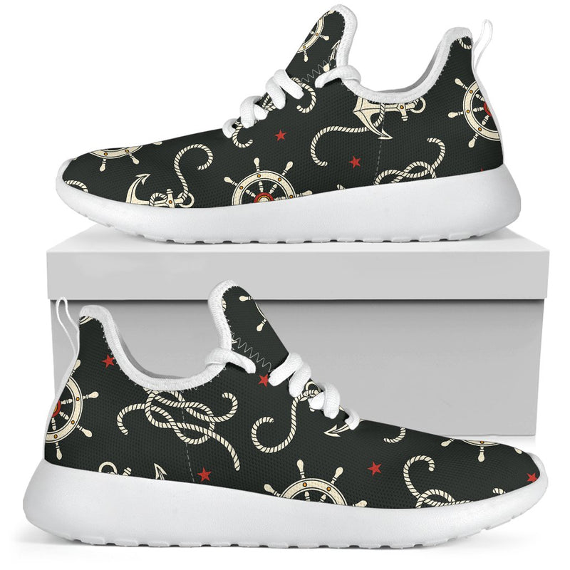 Nautical Anchor Pattern Mesh Knit Sneakers Shoes