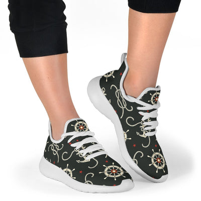 Nautical Anchor Pattern Mesh Knit Sneakers Shoes