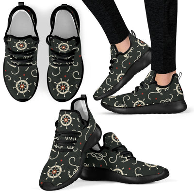 Nautical Anchor Pattern Mesh Knit Sneakers Shoes