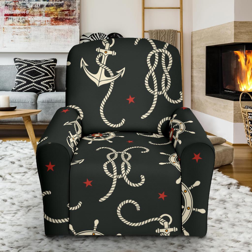 Nautical Anchor Pattern Recliner Slipcover-JORJUNE.COM