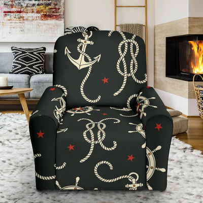 Nautical Anchor Pattern Recliner Slipcover-JORJUNE.COM