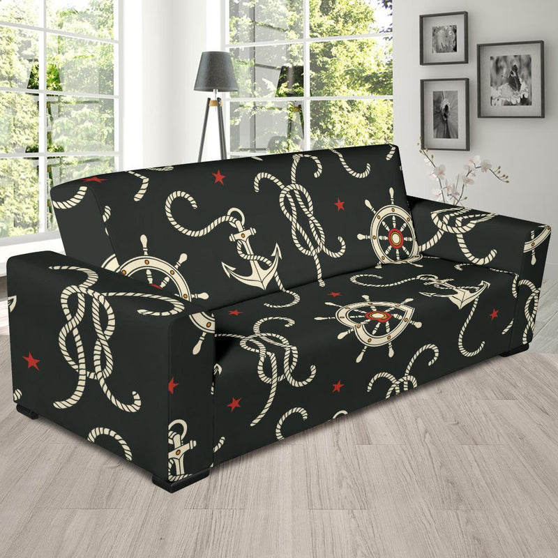 Nautical Anchor Pattern Sofa Slipcover-JORJUNE.COM