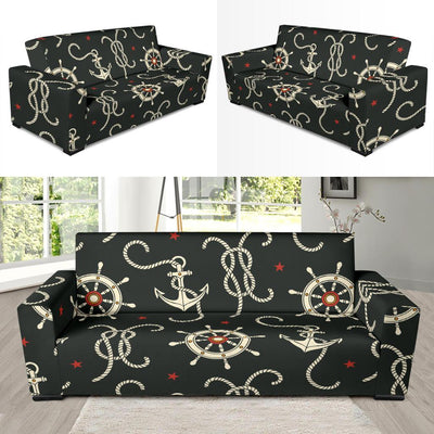 Nautical Anchor Pattern Sofa Slipcover-JORJUNE.COM