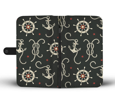 Nautical Anchor Pattern Wallet Phone Case