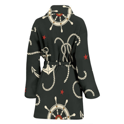 Nautical Anchor Pattern Women Bath Robe