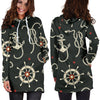 Nautical Anchor Pattern Women Hoodie Dress