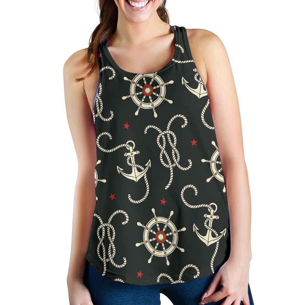 Nautical Anchor Pattern Women Racerback Tank Top