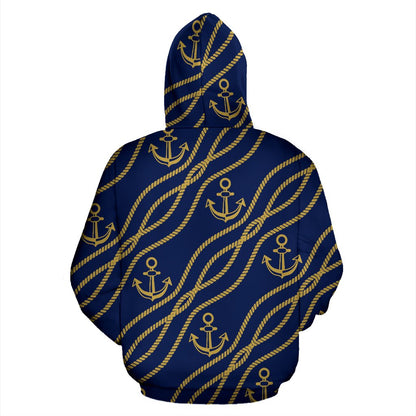 Nautical Anchor Rope Pattern All Over Print Hoodie