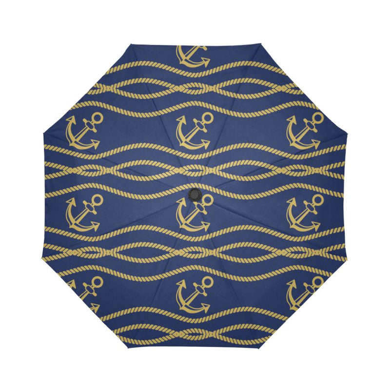 Nautical Anchor Rope Pattern Automatic Foldable Umbrella