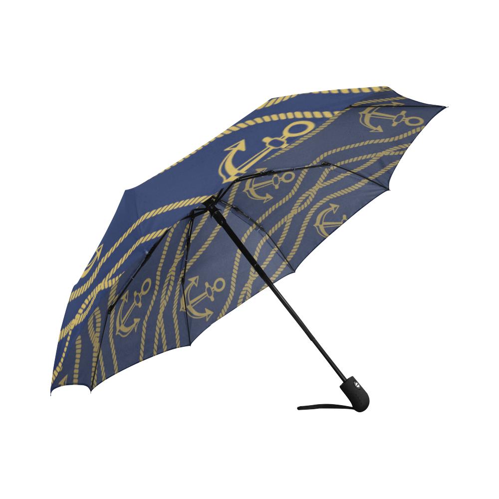 Nautical Anchor Rope Pattern Automatic Foldable Umbrella