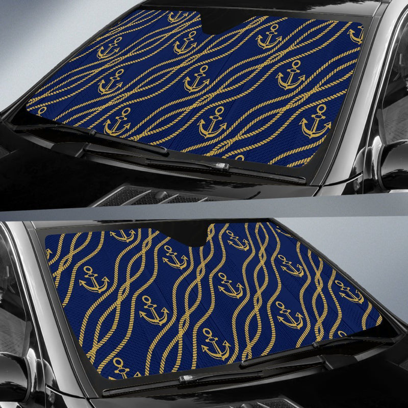 Nautical Anchor Rope Pattern Car Sun Shade-JorJune