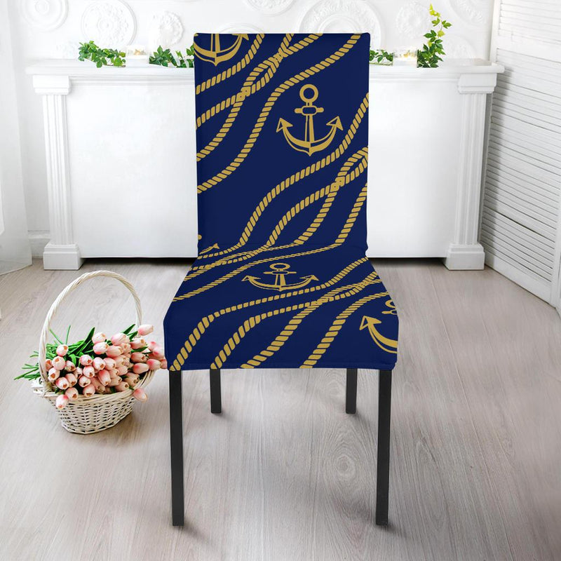 Nautical Anchor Rope Pattern Dining Chair Slipcover-JORJUNE.COM