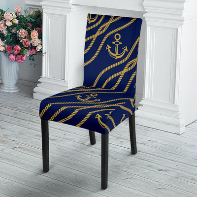 Nautical Anchor Rope Pattern Dining Chair Slipcover-JORJUNE.COM