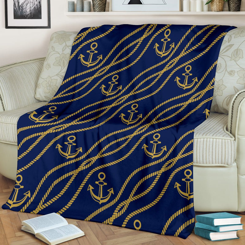 Nautical Anchor Rope Pattern Fleece Blanket