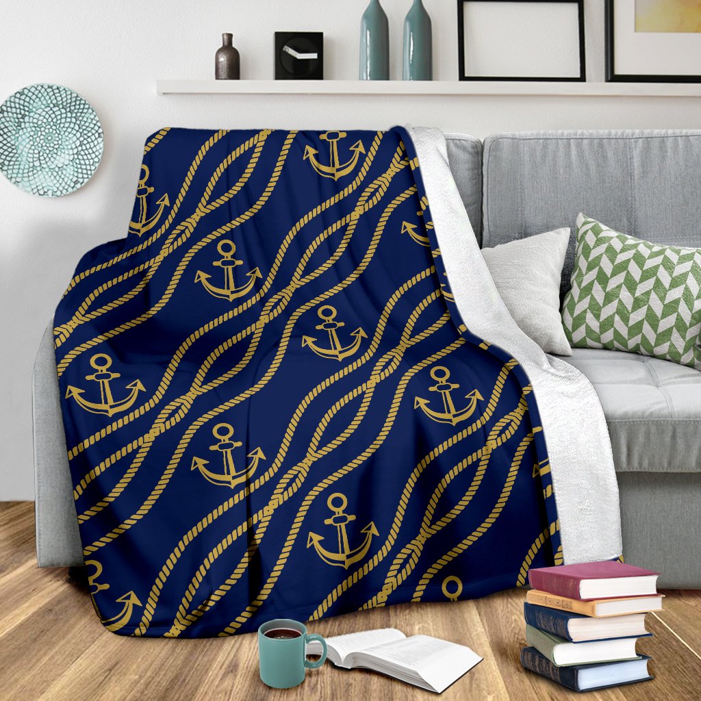 Nautical Anchor Rope Pattern Fleece Blanket