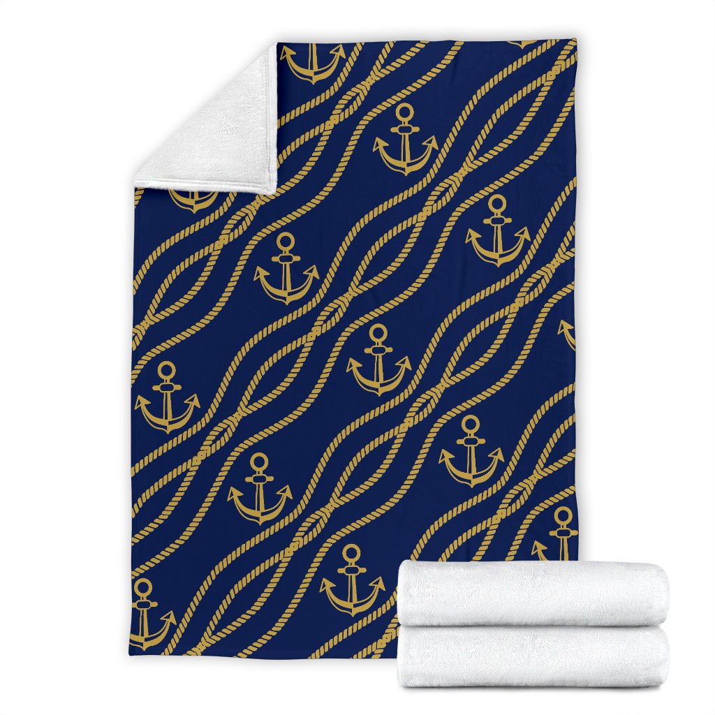Nautical Anchor Rope Pattern Fleece Blanket