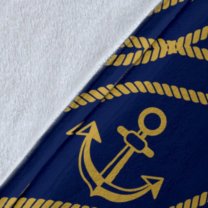 Nautical Anchor Rope Pattern Fleece Blanket