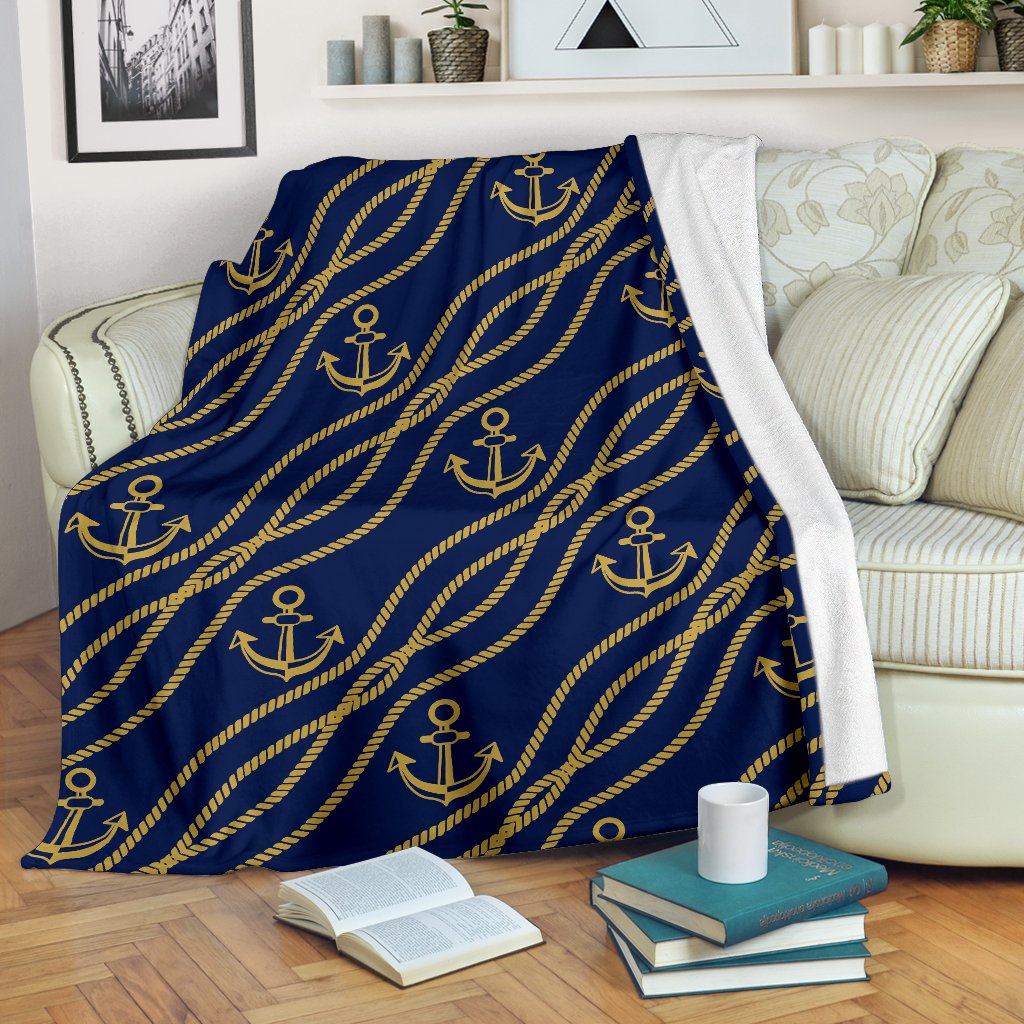 Nautical Anchor Rope Pattern Fleece Blanket