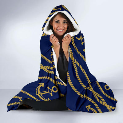 Nautical Anchor Rope Pattern Hooded Blanket-JORJUNE.COM